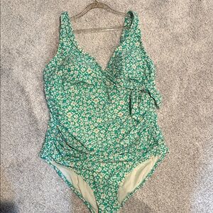 Kona Sol Green Floral Swimsuit